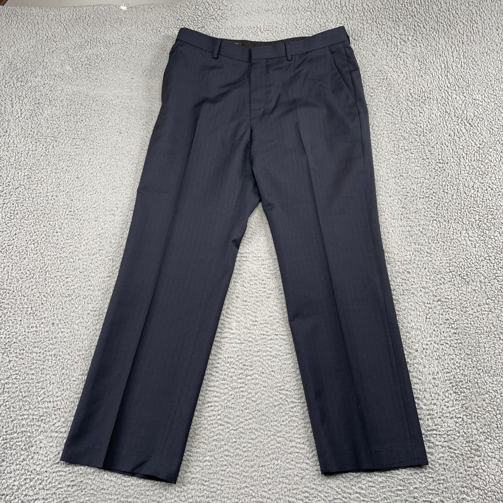 Banana Republic Dress Pants Mens 34x30 Navy Blue Classic Fit 100% Wool Striped